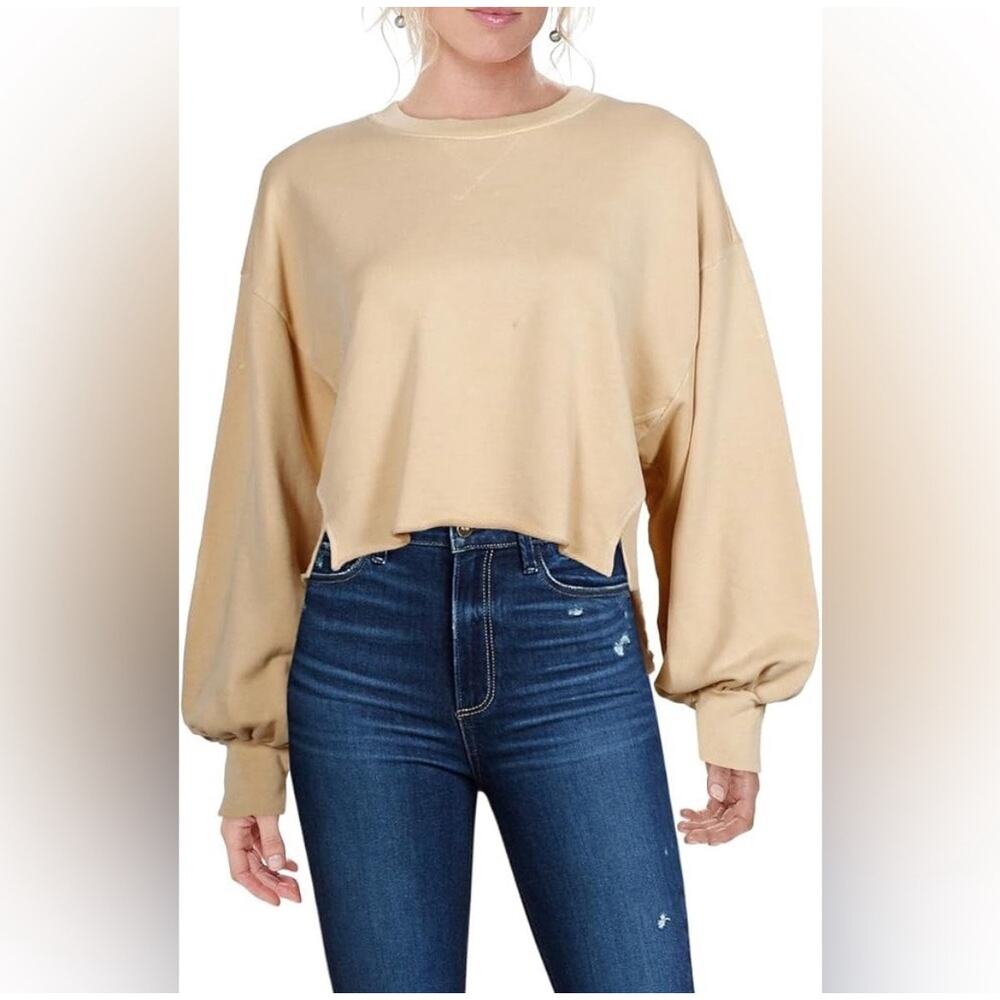 FRAME Easy Shirtail Creme Sweatshirt With‎ Thumb Holes ( S )